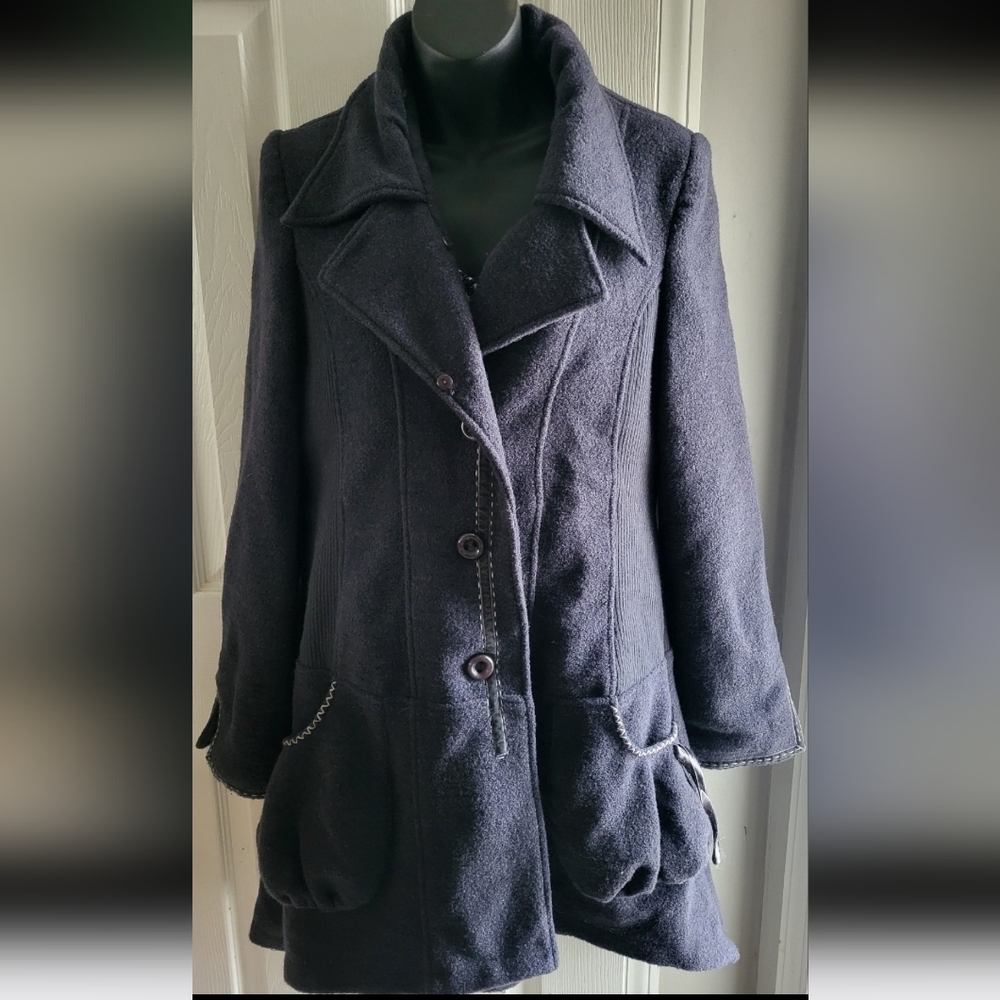 Lulumari Women's Coat Pea Coat Multicolor Wool Blend Size L